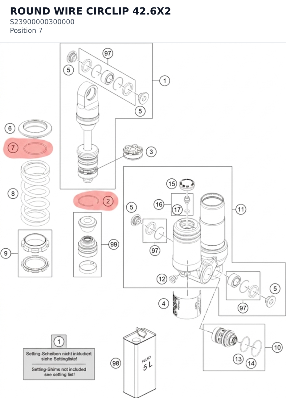 Diagram preview: ROUND WIRE CIRCLIP 42.6X2 (S23900000300000)