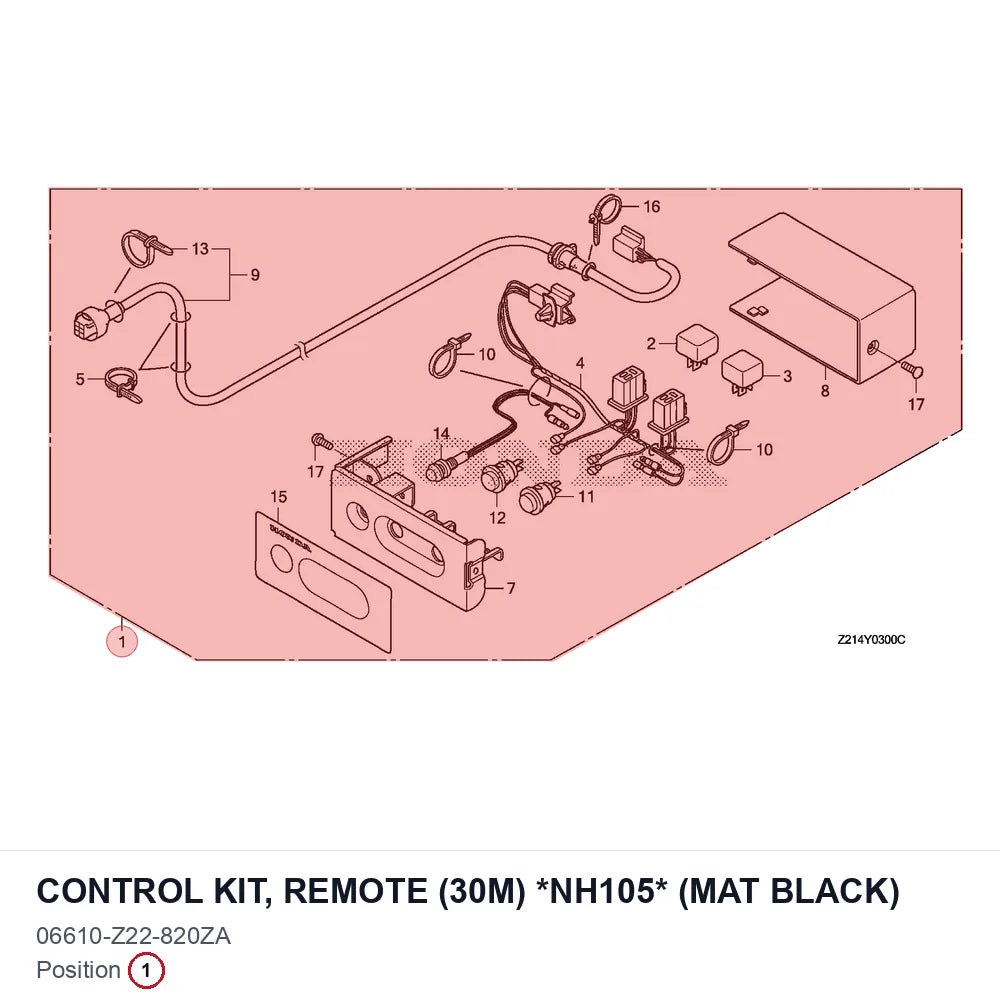 CONTROL KIT, REMOTE (30M) *NH105* (MAT BLACK)