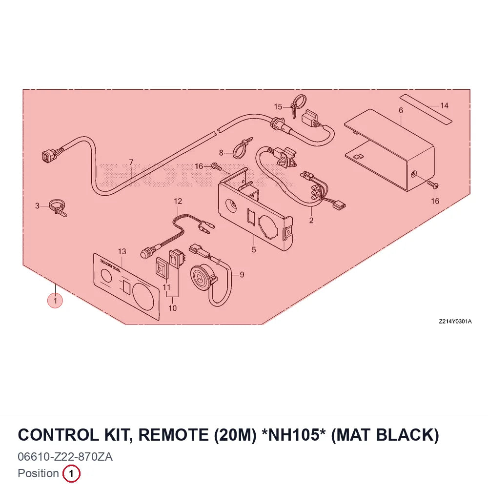 CONTROL KIT, REMOTE (20M) *NH105* (MAT BLACK)