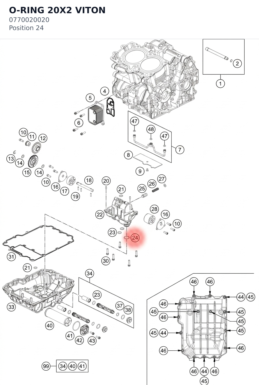 Diagram preview: O-RING  20X2 VITON (0770020020)