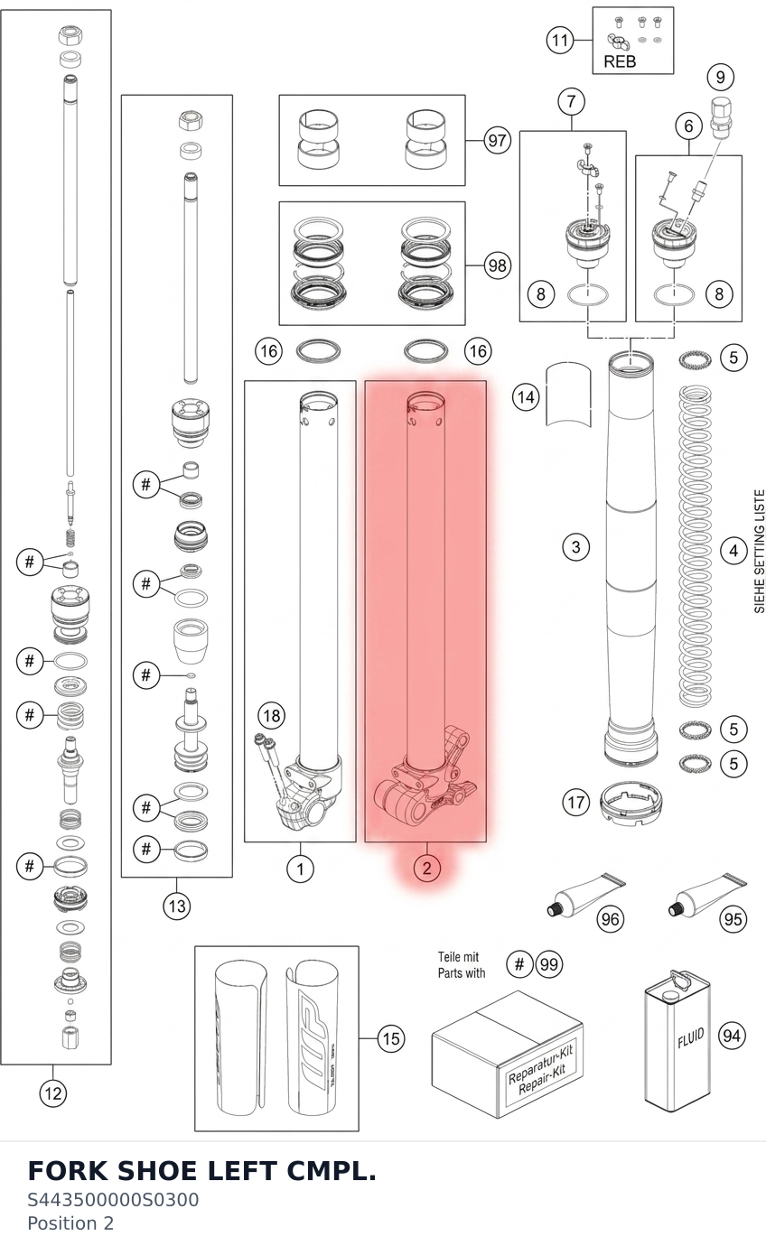 Diagram preview: FORK SHOE LEFT CMPL. (S443500000S0300)