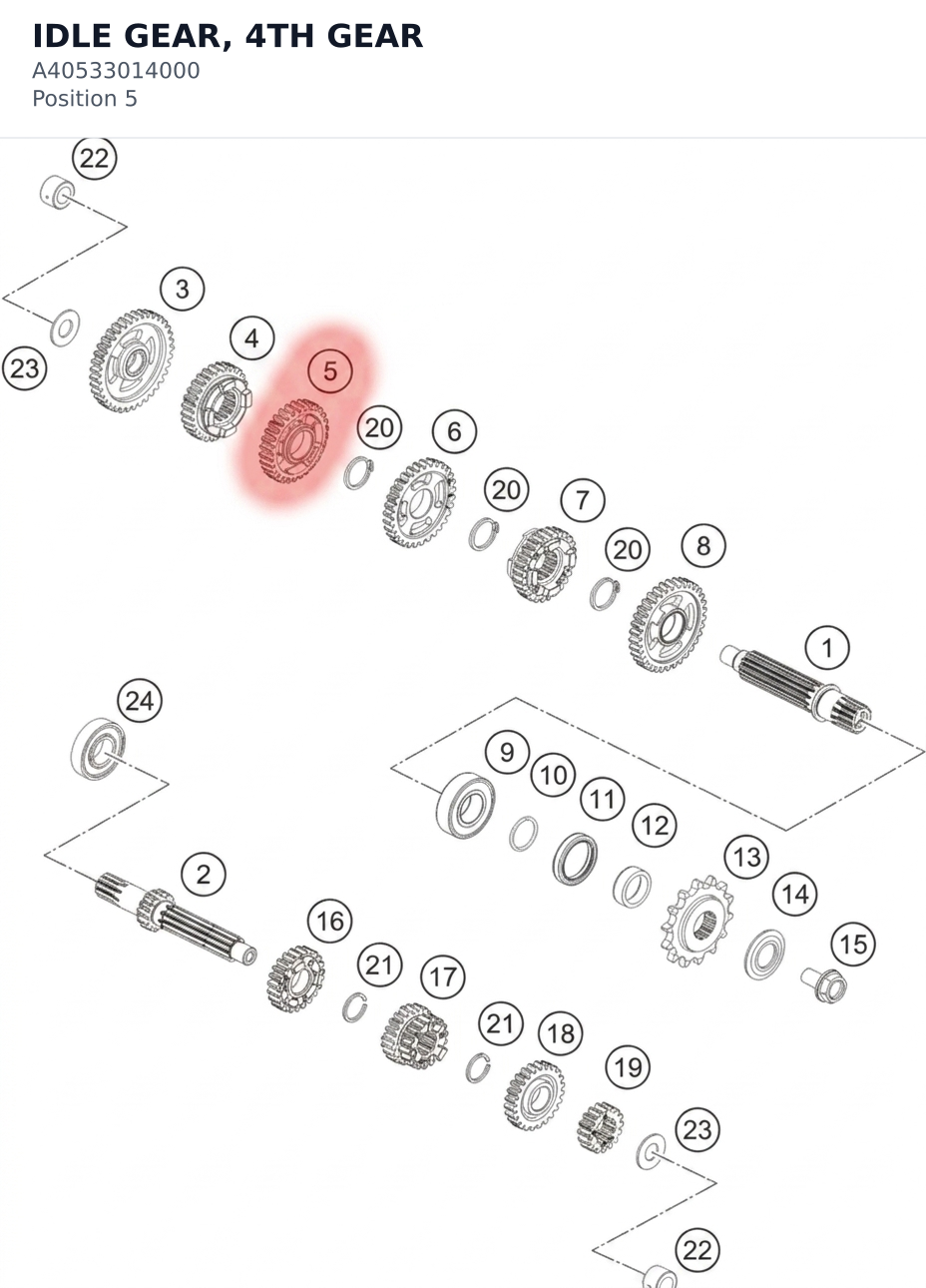 Diagram preview: IDLE GEAR, 4TH GEAR (A40533014000)