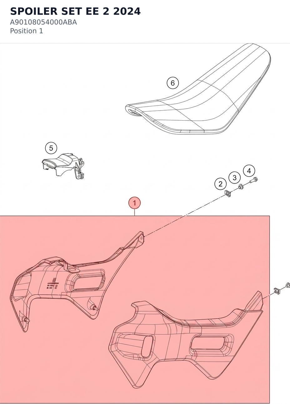 Diagram preview: SPOILER SET EE 2 2024 (A90108054000ABA)