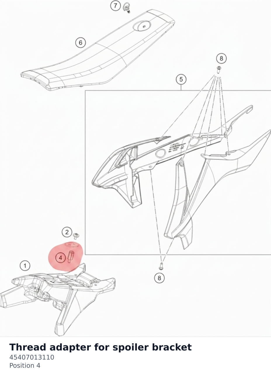 Diagram preview: Thread adapter for spoiler bracket (45407013110)