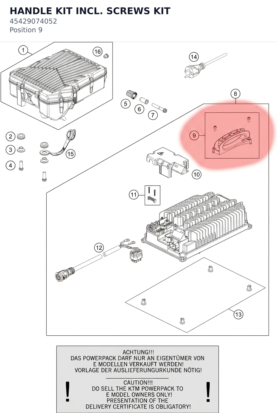 Diagram preview: HANDLE KIT INCL. SCREWS KIT (45429074052)
