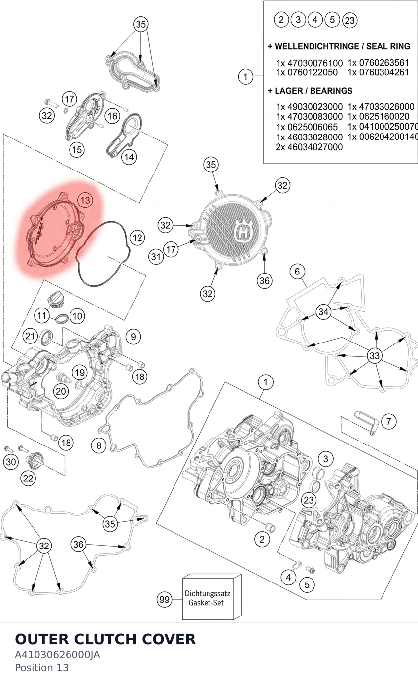 Diagram preview: OUTER CLUTCH COVER (A41030626000JA)
