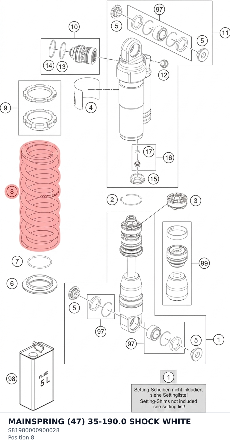 Diagram preview: MAINSPRING (47) 35-190.0 SHOCK WHITE (S81980000900028)