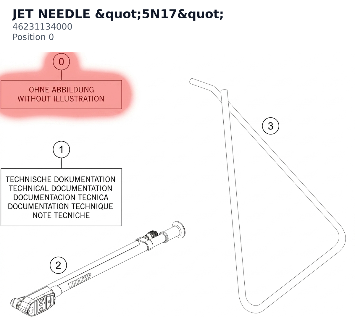 Diagram preview: JET NEEDLE "5N17" (46231134000)