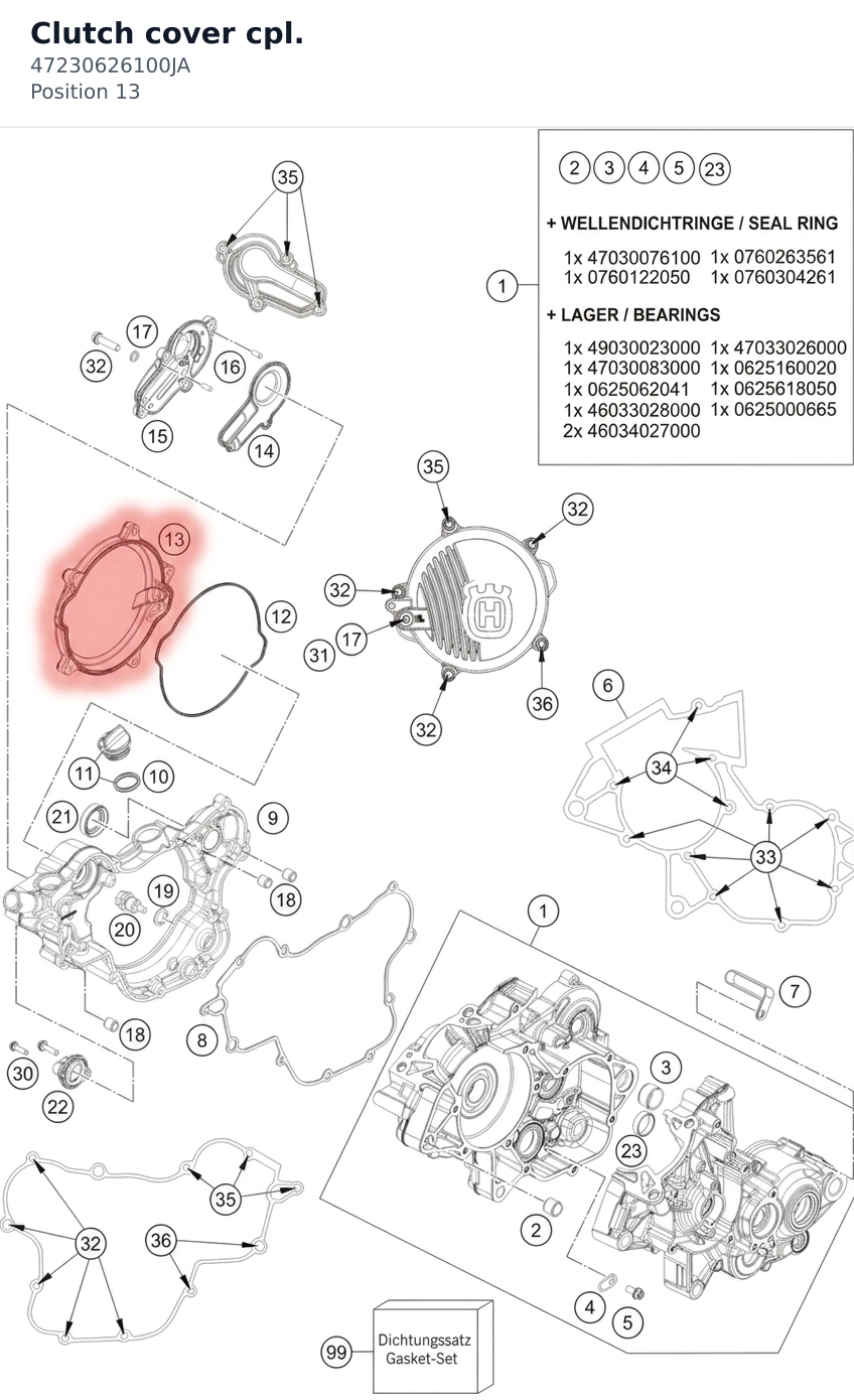 Diagram preview: Clutch cover cpl. (47230626100JA)