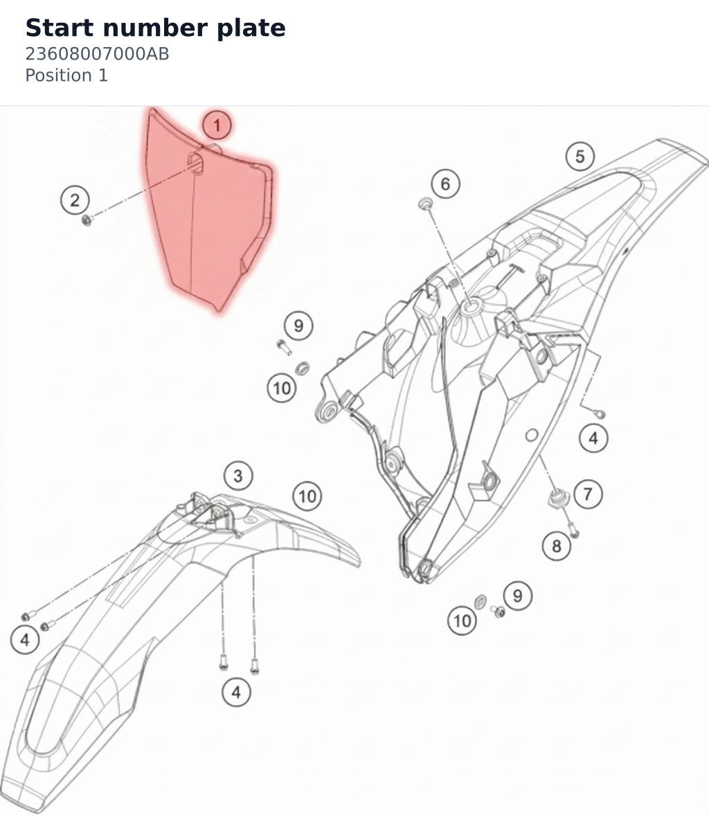 Diagram preview: Start number plate (23608007000AB)