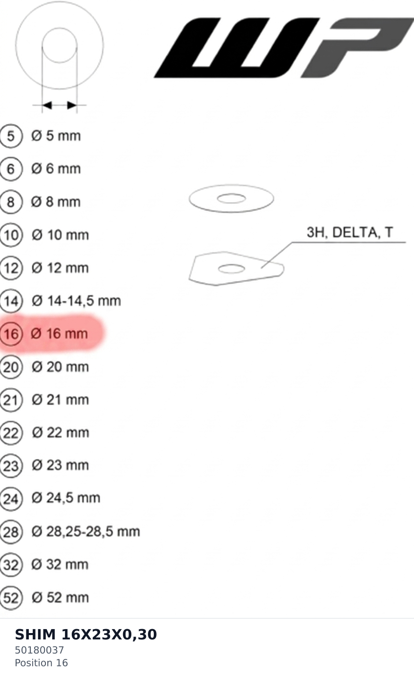 Diagram preview: SHIM 16X23X0,30 (50180037)