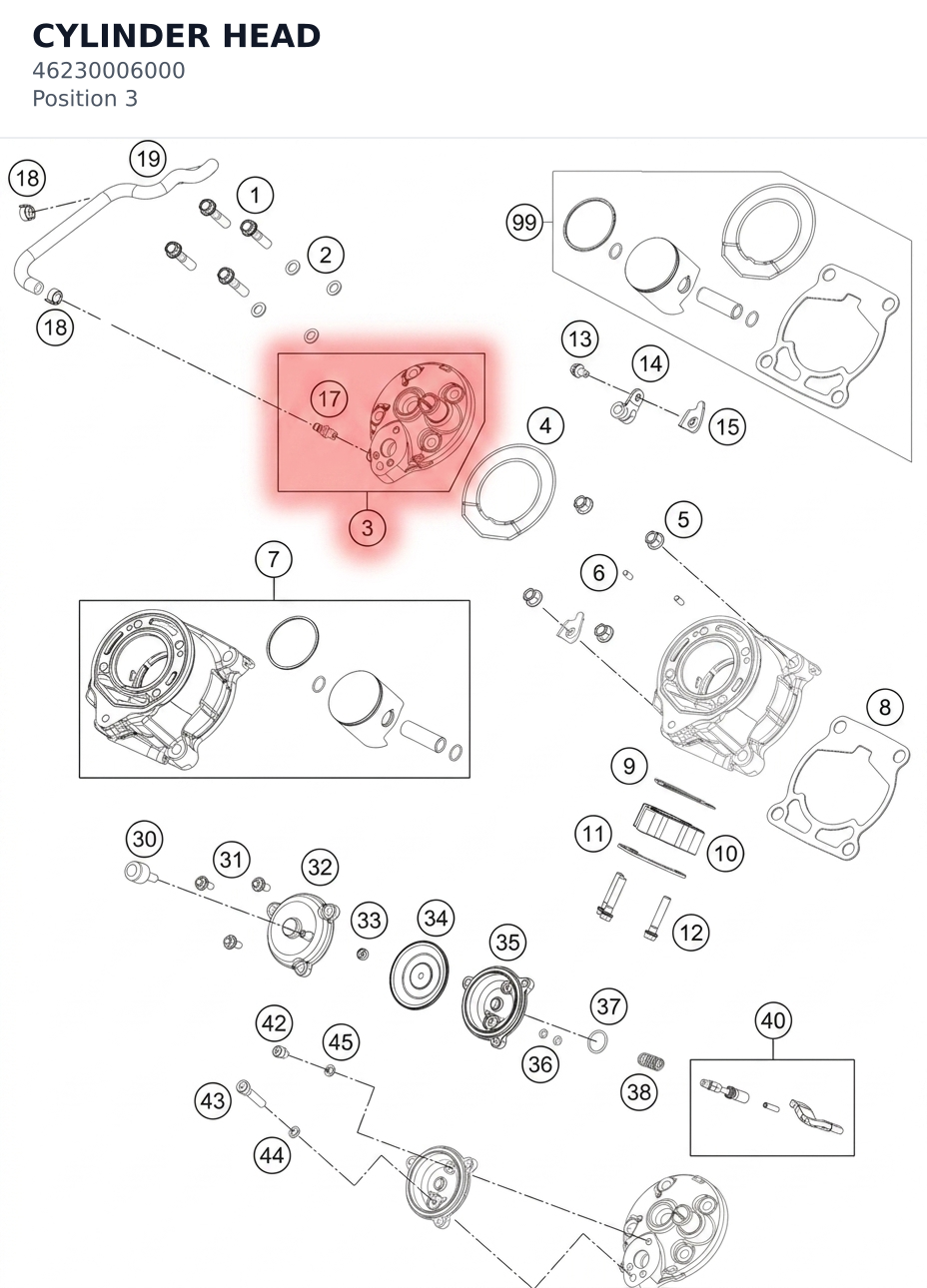 Diagram preview: CYLINDER HEAD (46230006000)