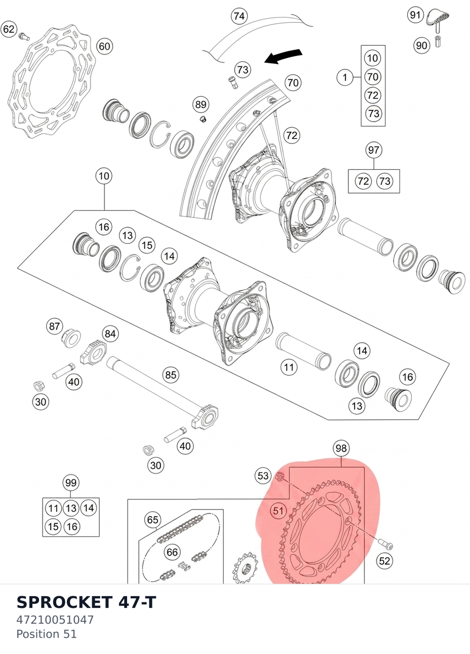 Diagram preview: SPROCKET 47-T (47210051047)