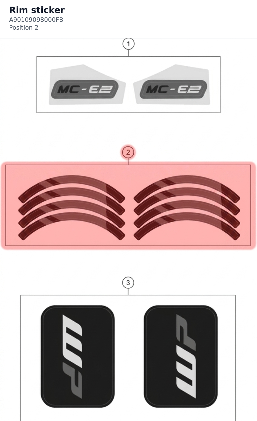 Diagram preview: Rim sticker (A90109098000FB)