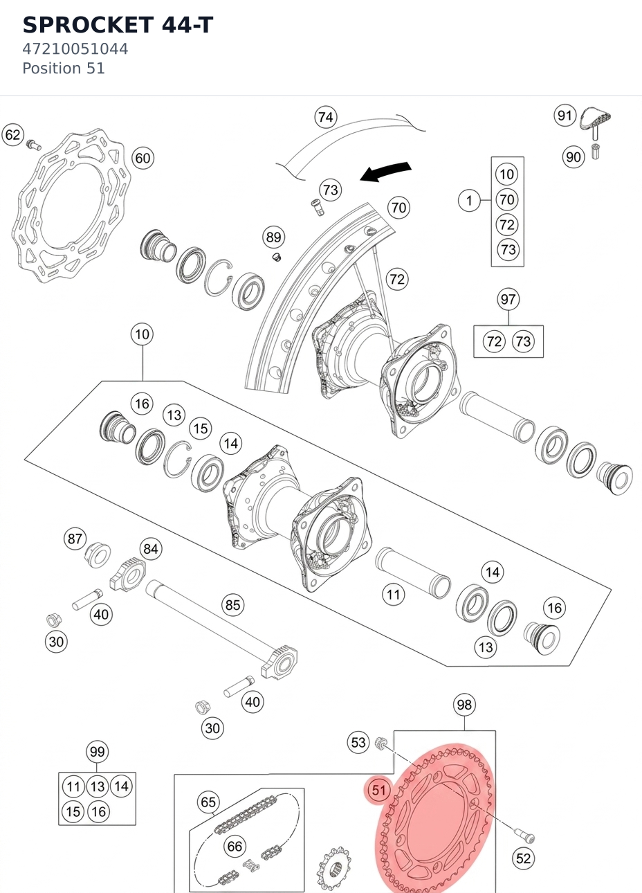 Diagram preview: SPROCKET 44-T (47210051044)