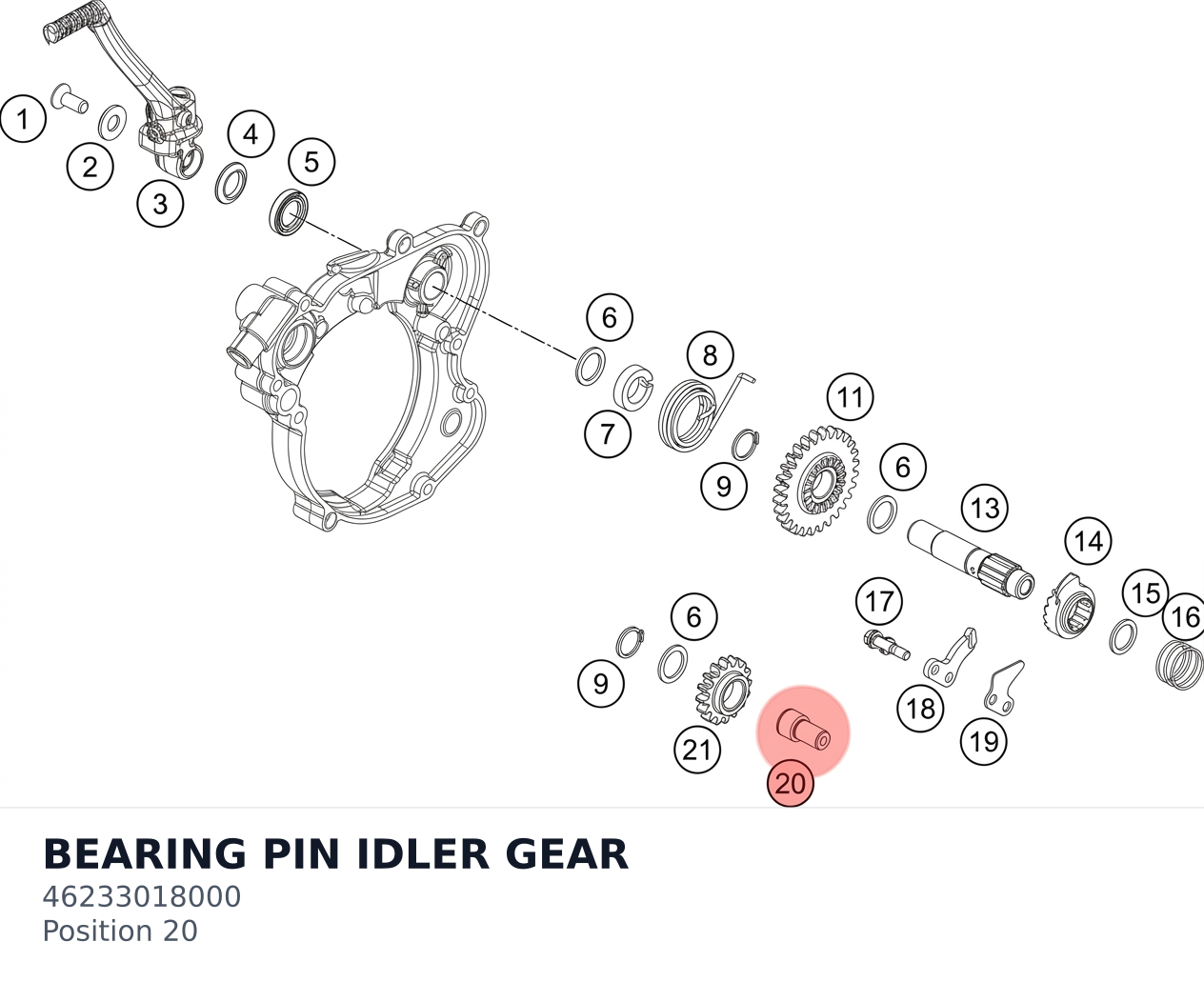 Diagram preview: BEARING PIN IDLER GEAR (46233018000)