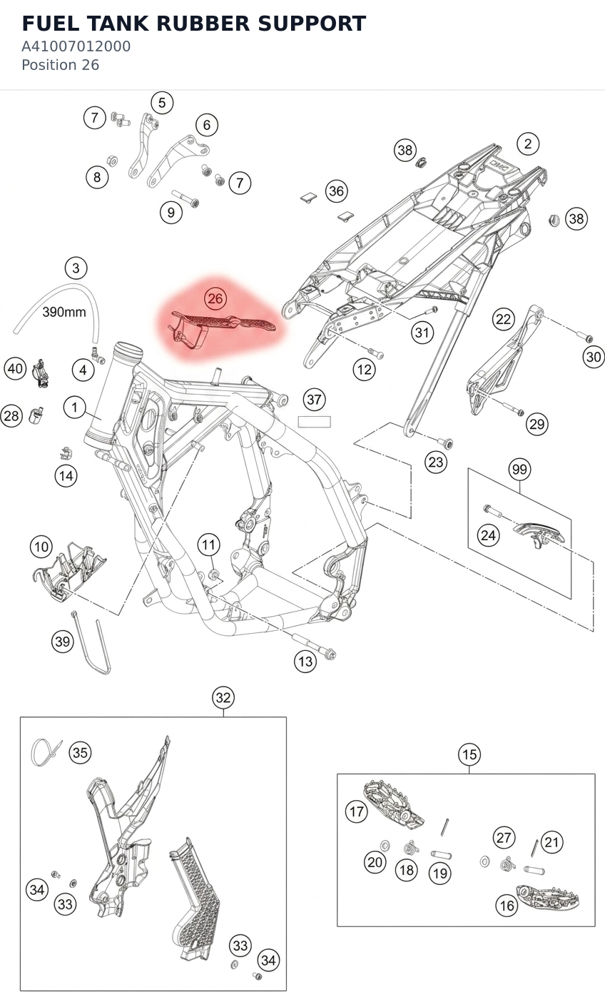 Diagram preview: FUEL TANK RUBBER SUPPORT (A41007012000)