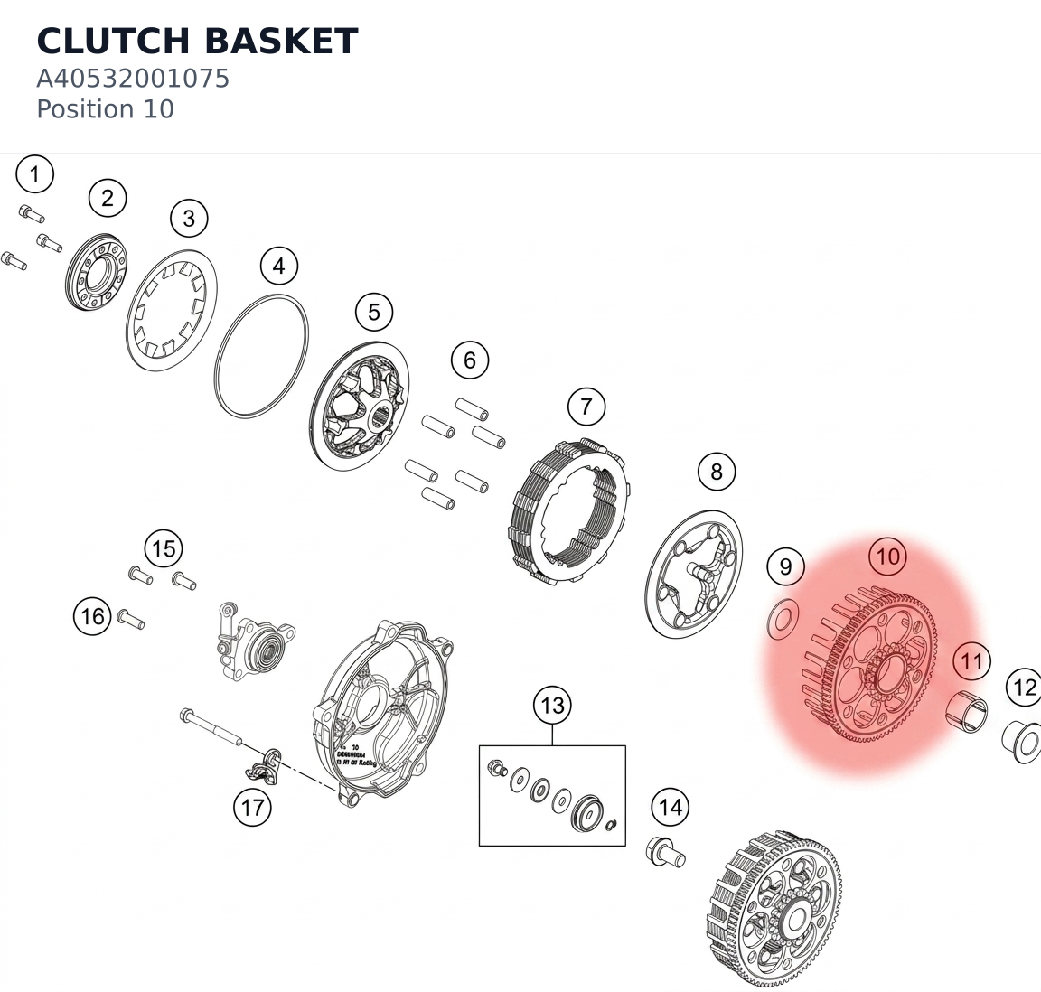 Diagram preview: CLUTCH BASKET (A40532001075)