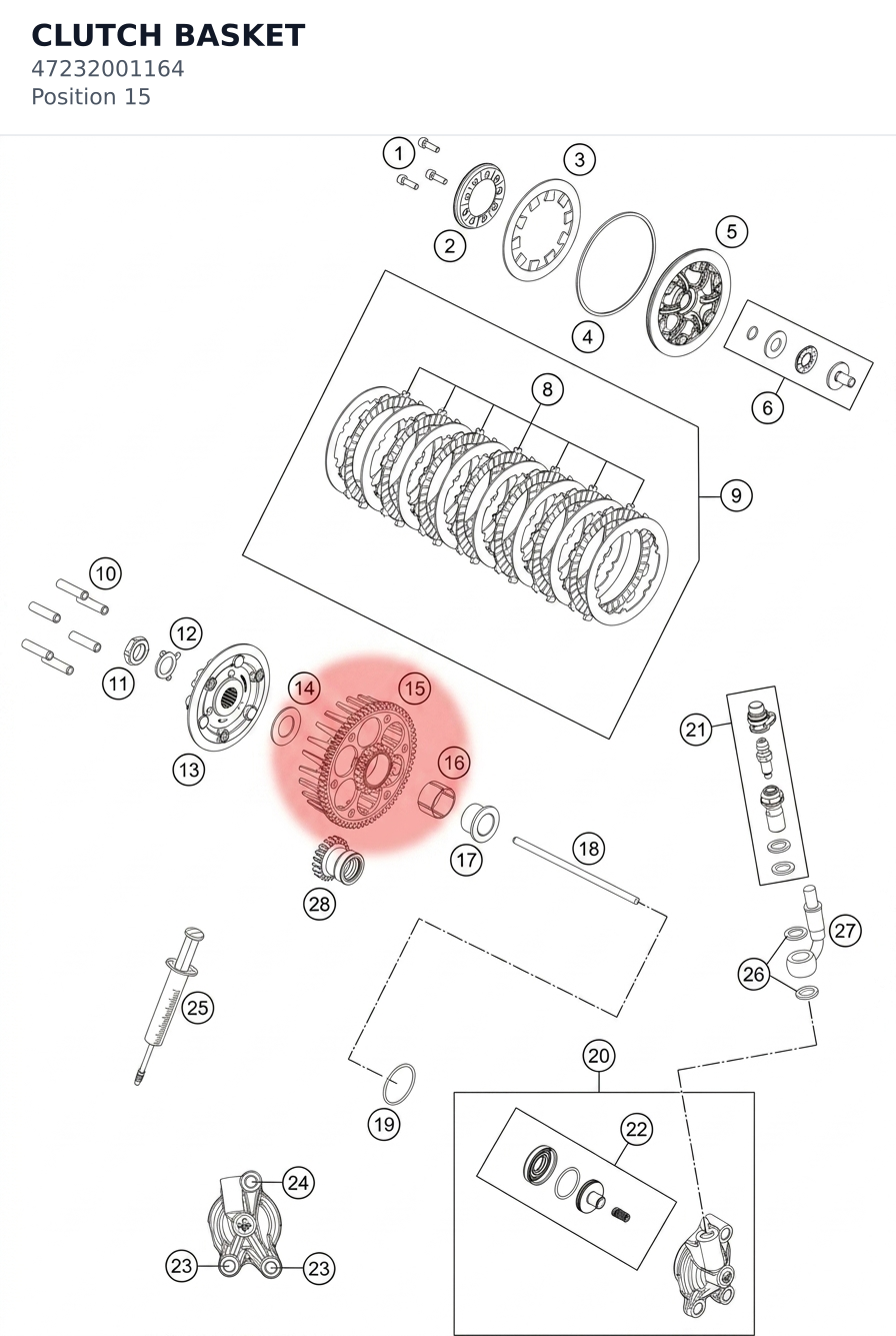 Diagram preview: CLUTCH BASKET (47232001164)