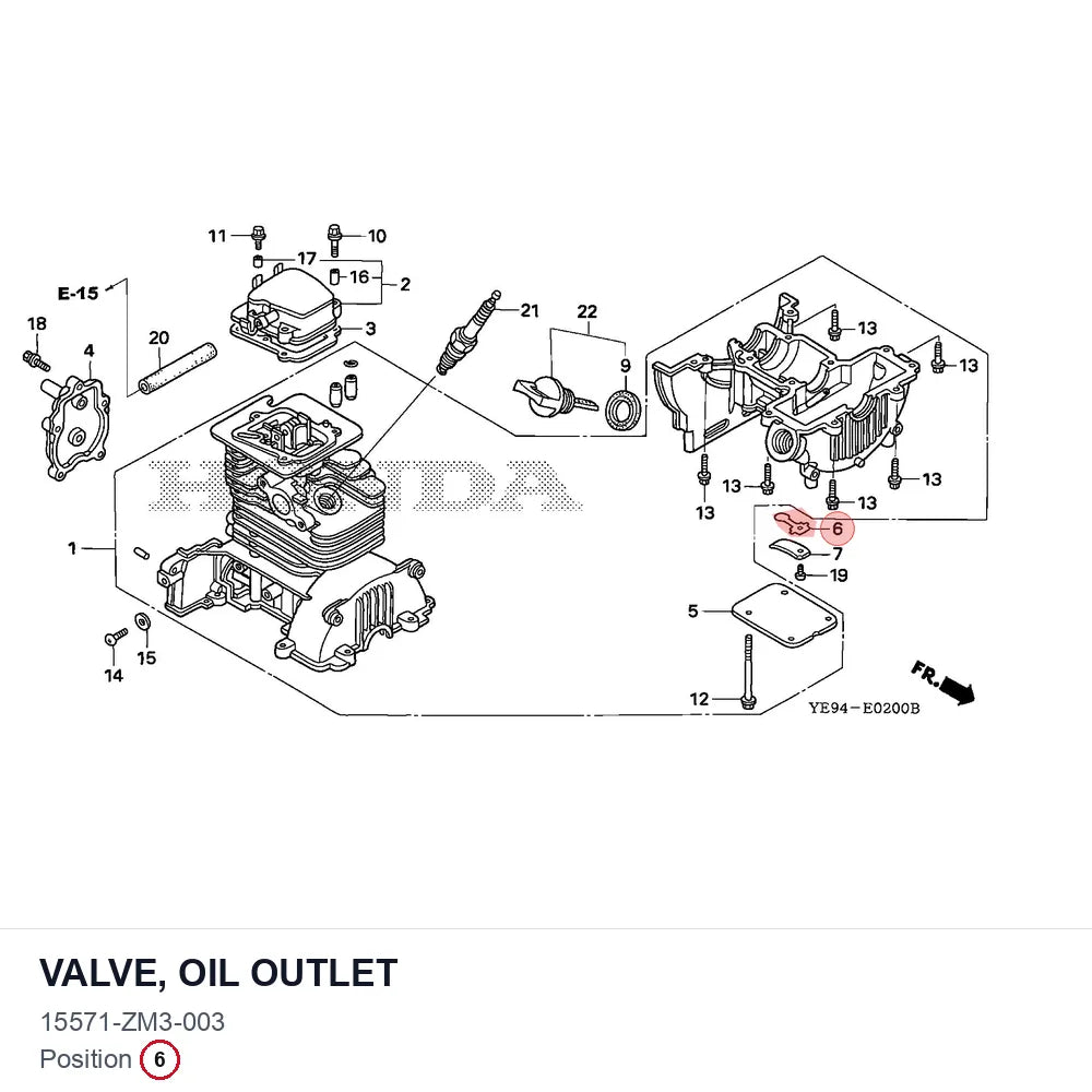 VALVE, OIL OUTLET
