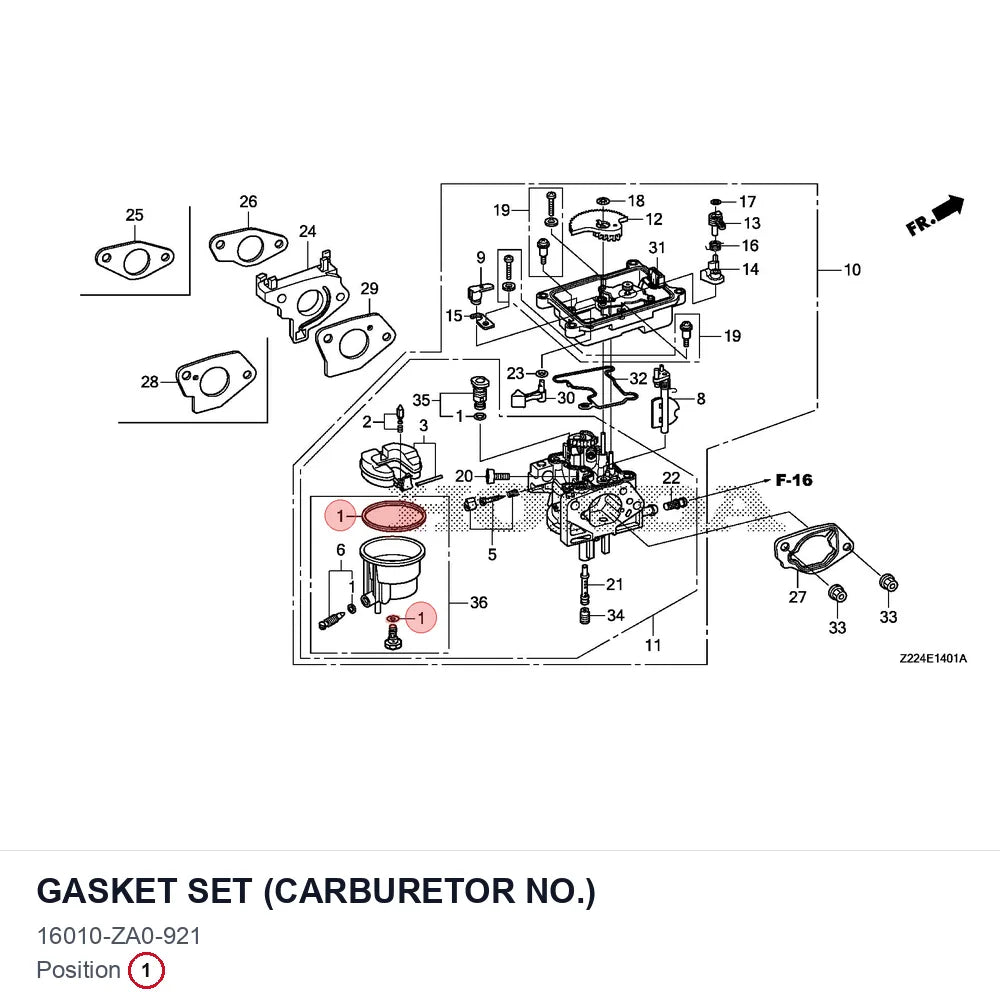 GASKET SET (CARBURETOR NO.)