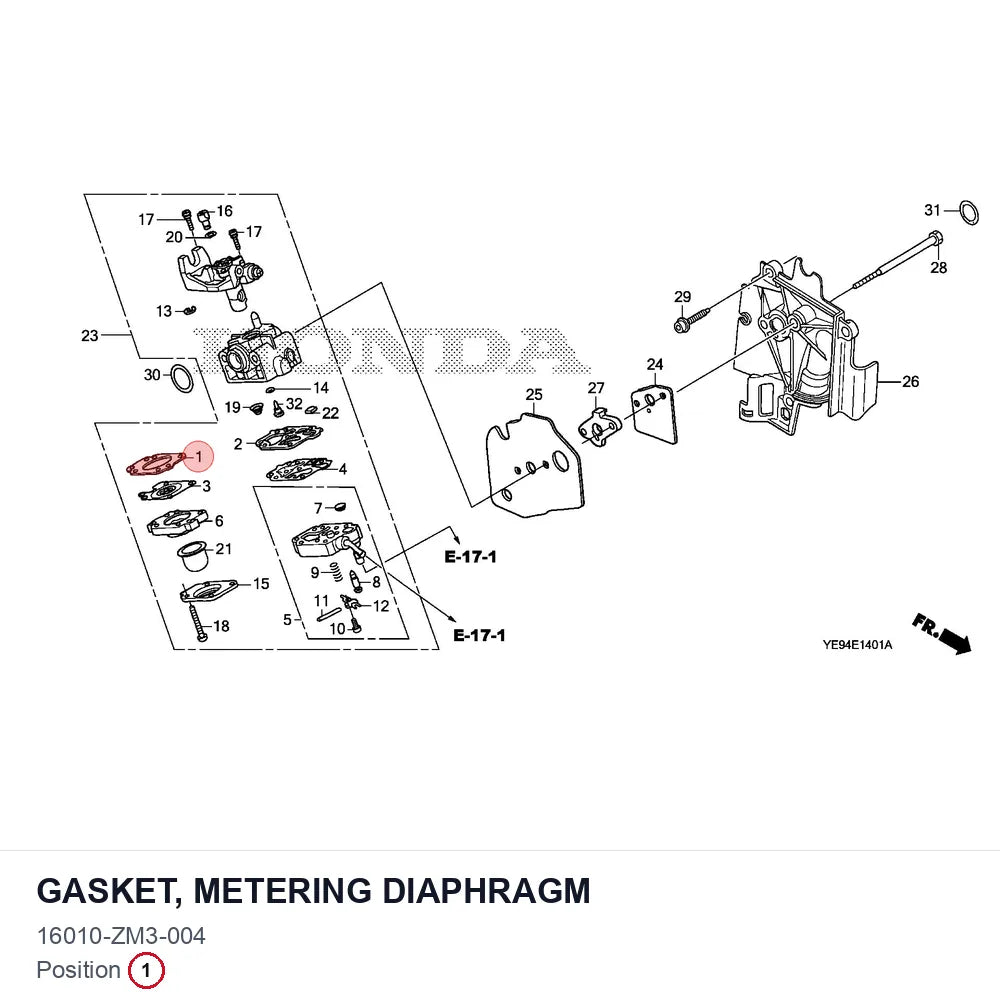 GASKET, METERING DIAPHRAGM