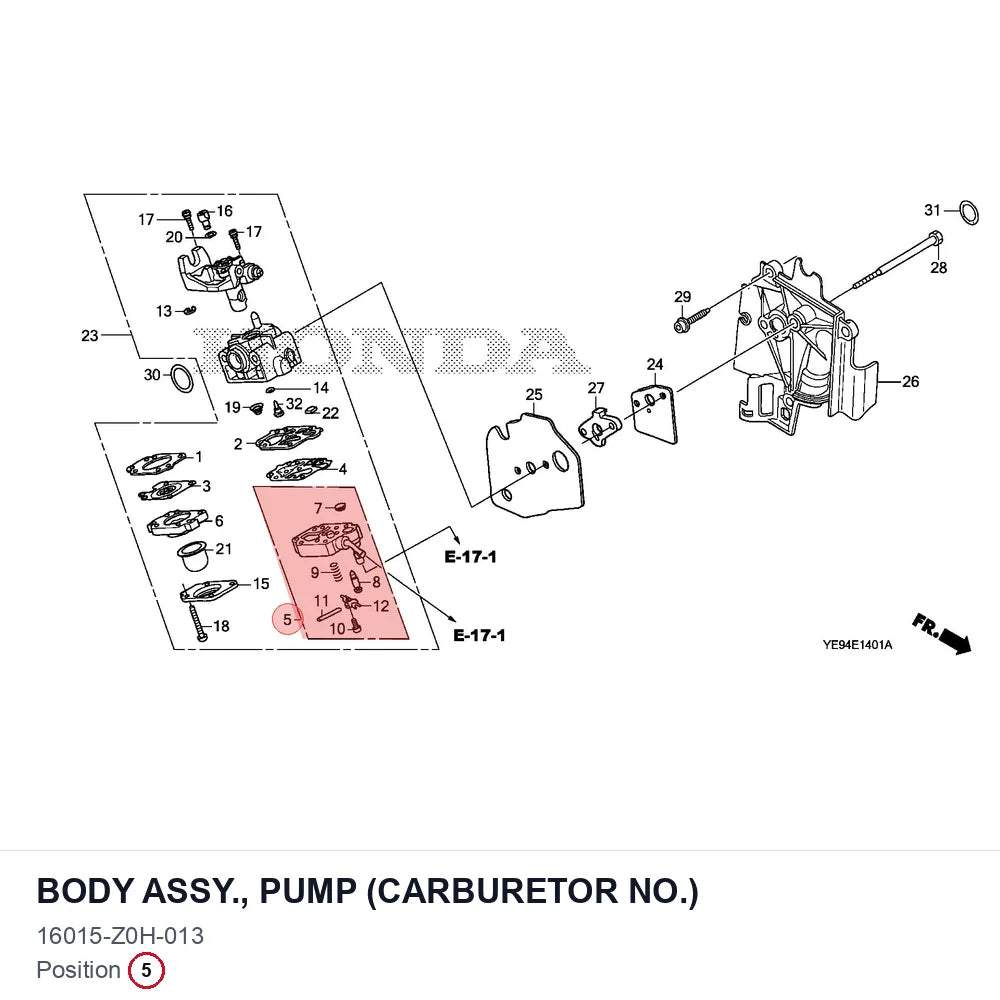 BODY ASSY., PUMP (CARBURETOR NO.)