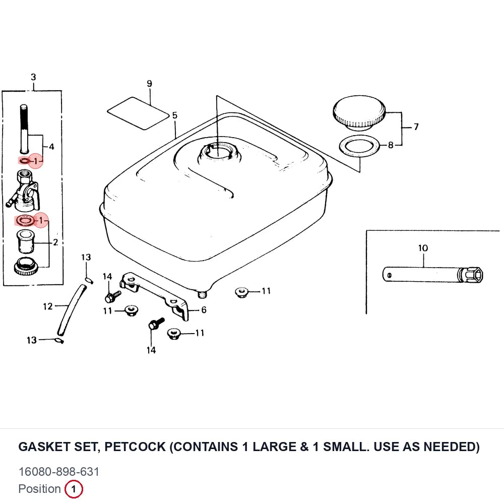 GASKET SET, PETCOCK (CONTAINS 1 LARGE & 1 SMALL. USE AS NEEDED)
