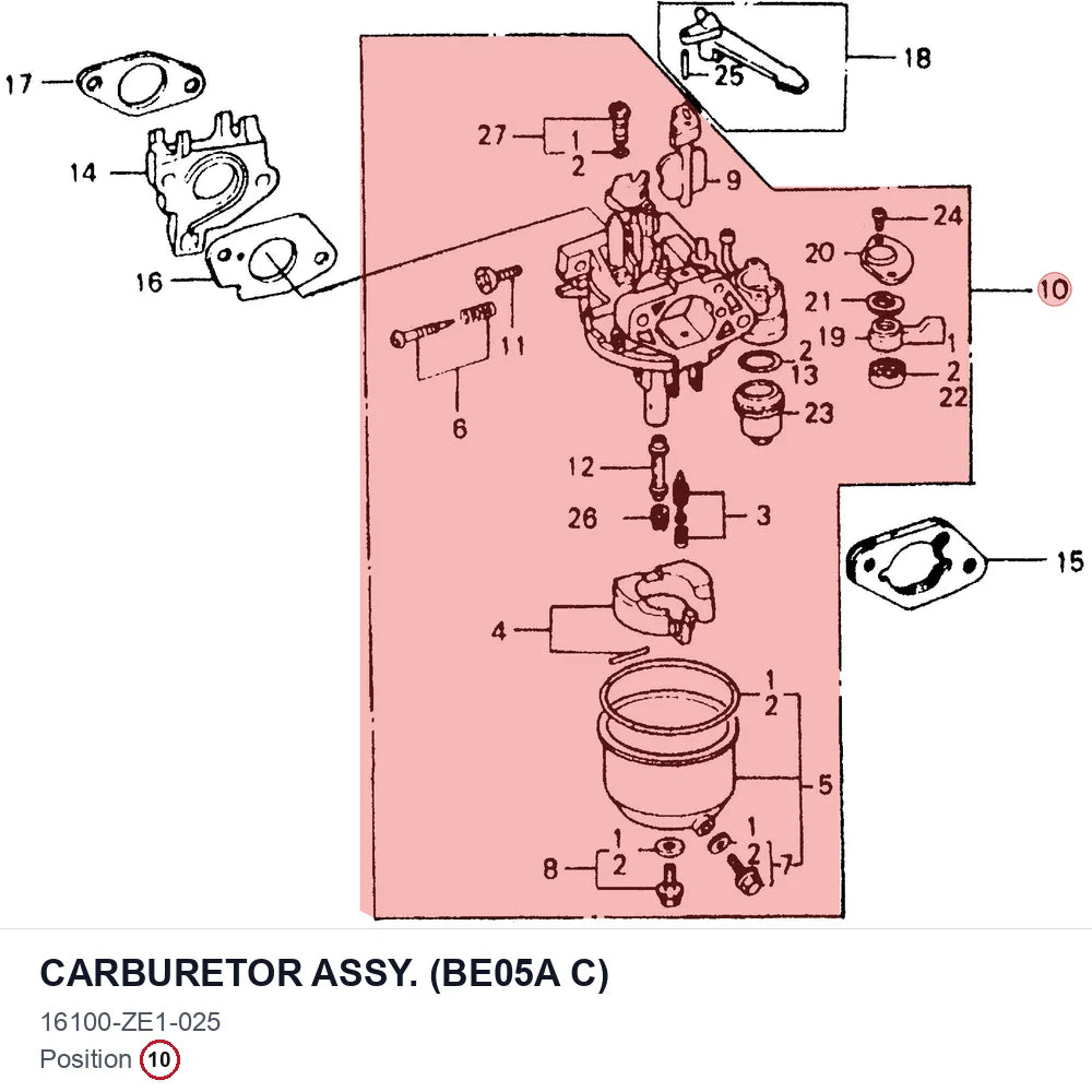CARBURETOR ASSY. (BE05A C)