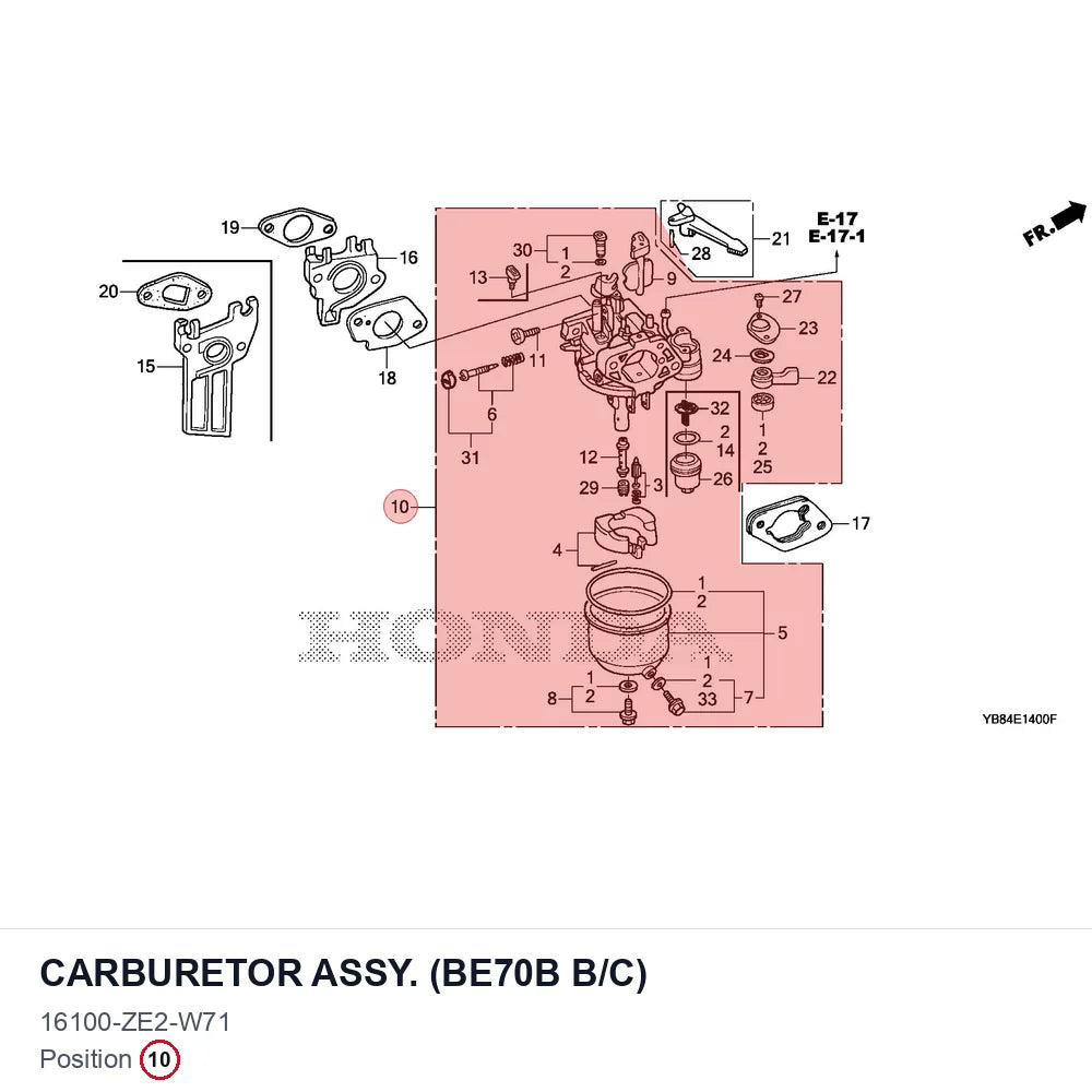 CARBURETOR ASSY. (BE70B B/C)