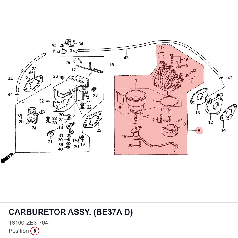 CARBURETOR ASSY. (BE37A D)