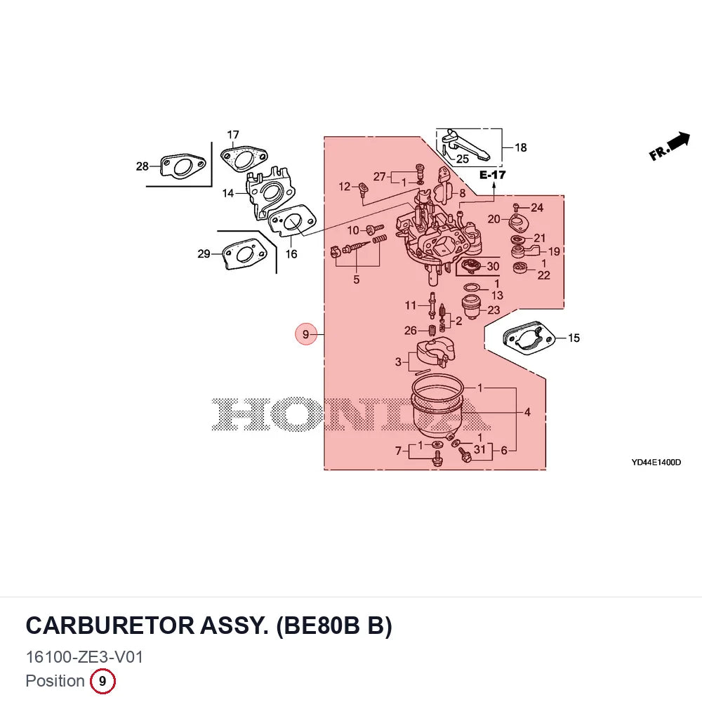CARBURETOR ASSY. (BE80B B)