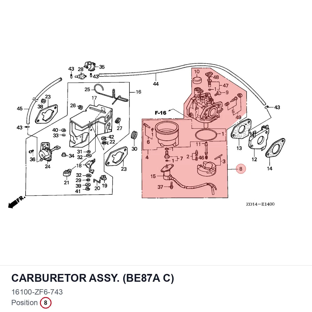 CARBURETOR ASSY. (BE87A C)