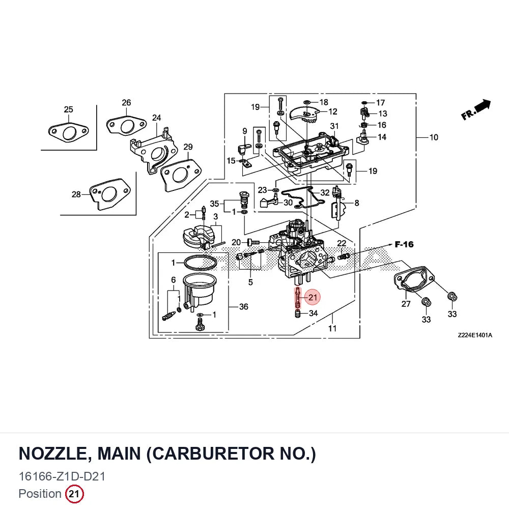 NOZZLE, MAIN (CARBURETOR NO.)