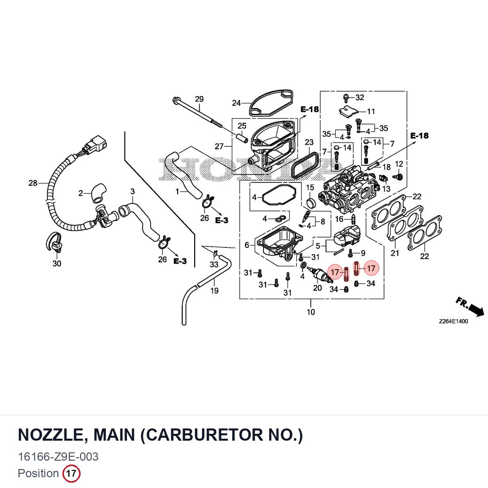 NOZZLE, MAIN (CARBURETOR NO.)