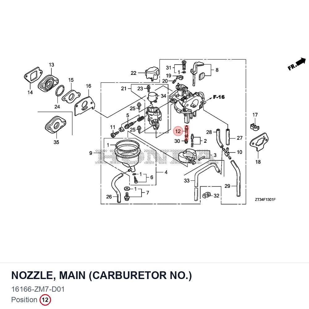 NOZZLE, MAIN (CARBURETOR NO.)