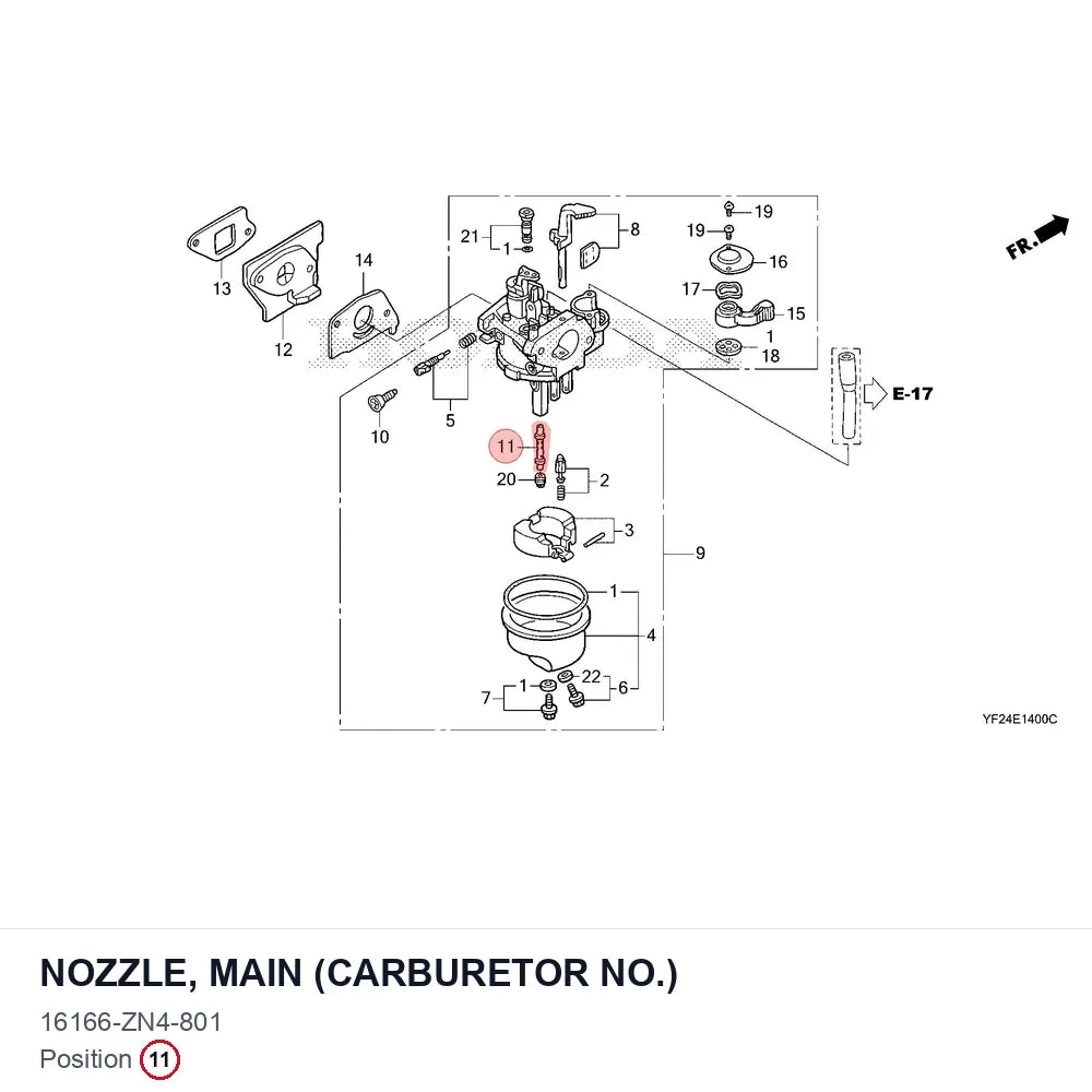 NOZZLE, MAIN (CARBURETOR NO.)