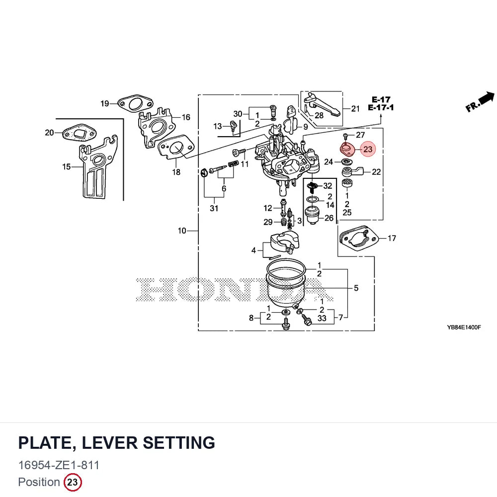 PLATE, LEVER SETTING