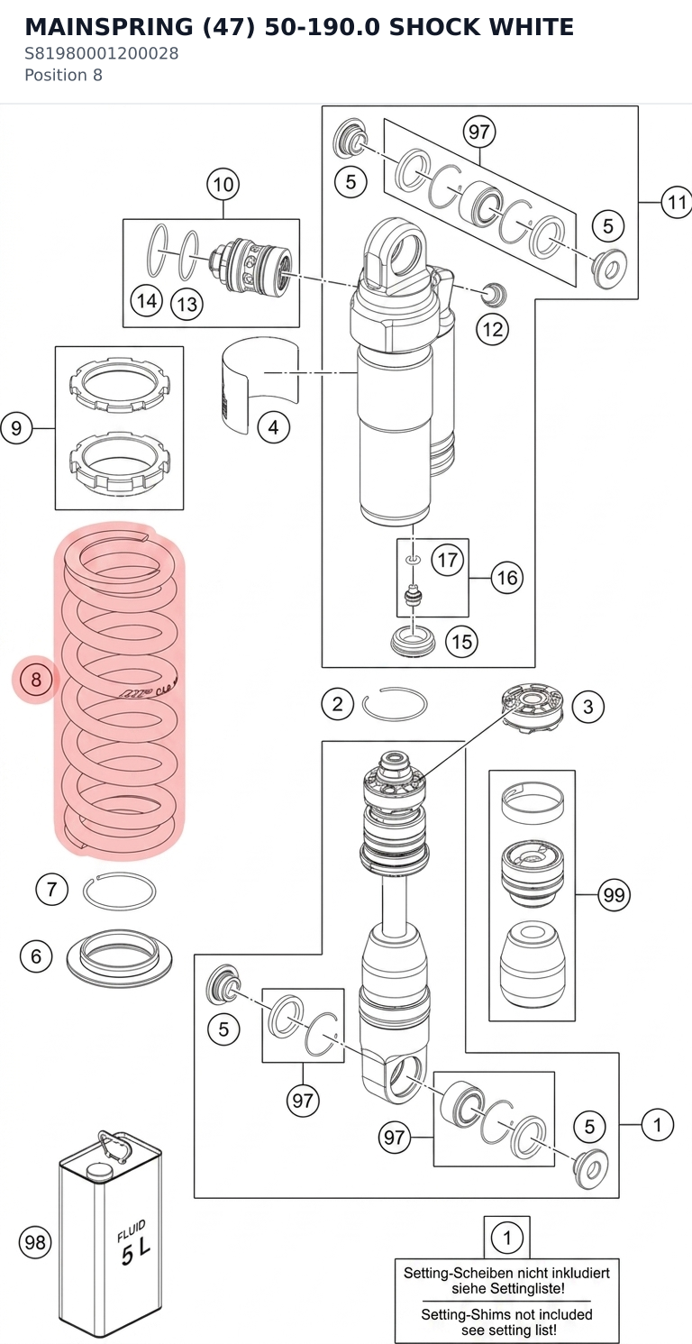 Diagram preview: MAINSPRING (47) 50-190.0 SHOCK WHITE (S81980001200028)