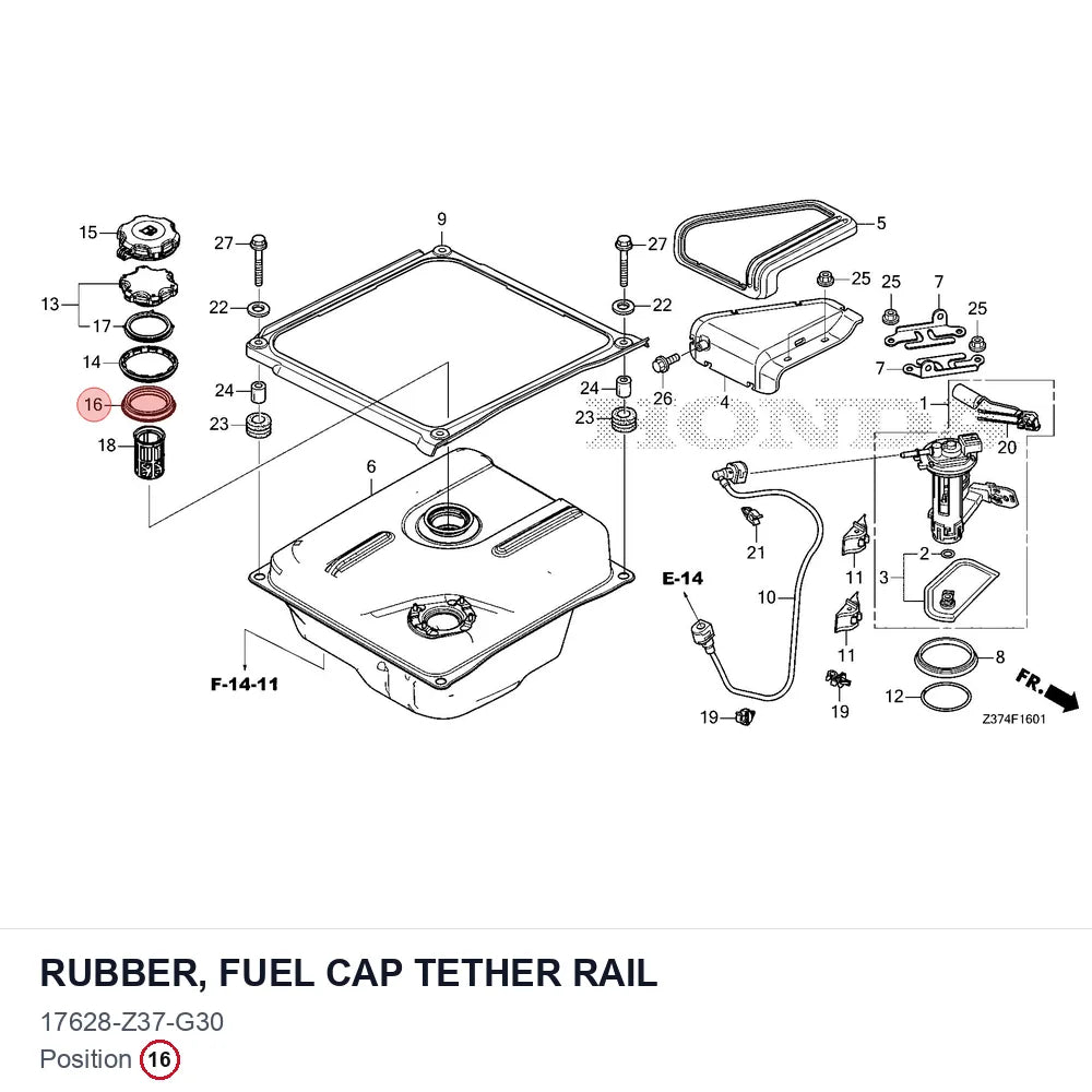 RUBBER, FUEL CAP TETHER RAIL