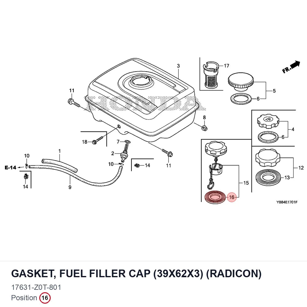 GASKET, FUEL FILLER CAP (39X62X3) (RADICON)