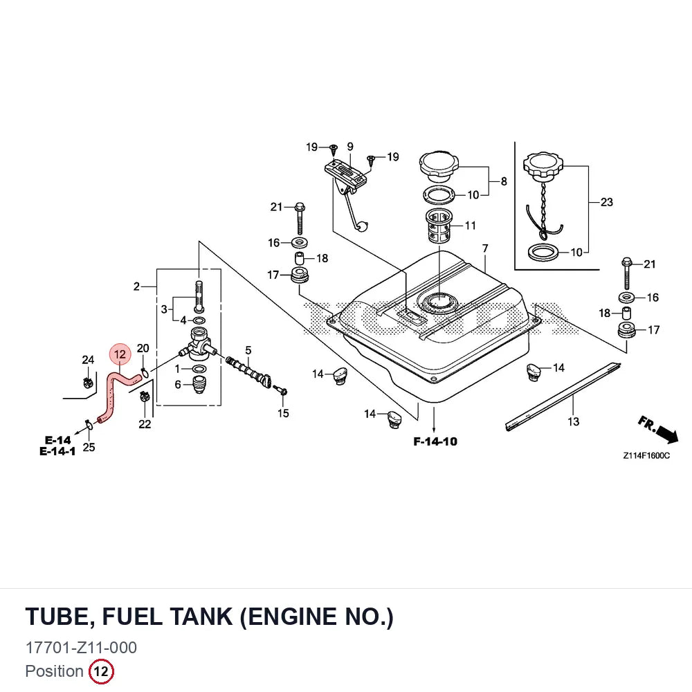 TUBE, FUEL TANK (ENGINE NO.)