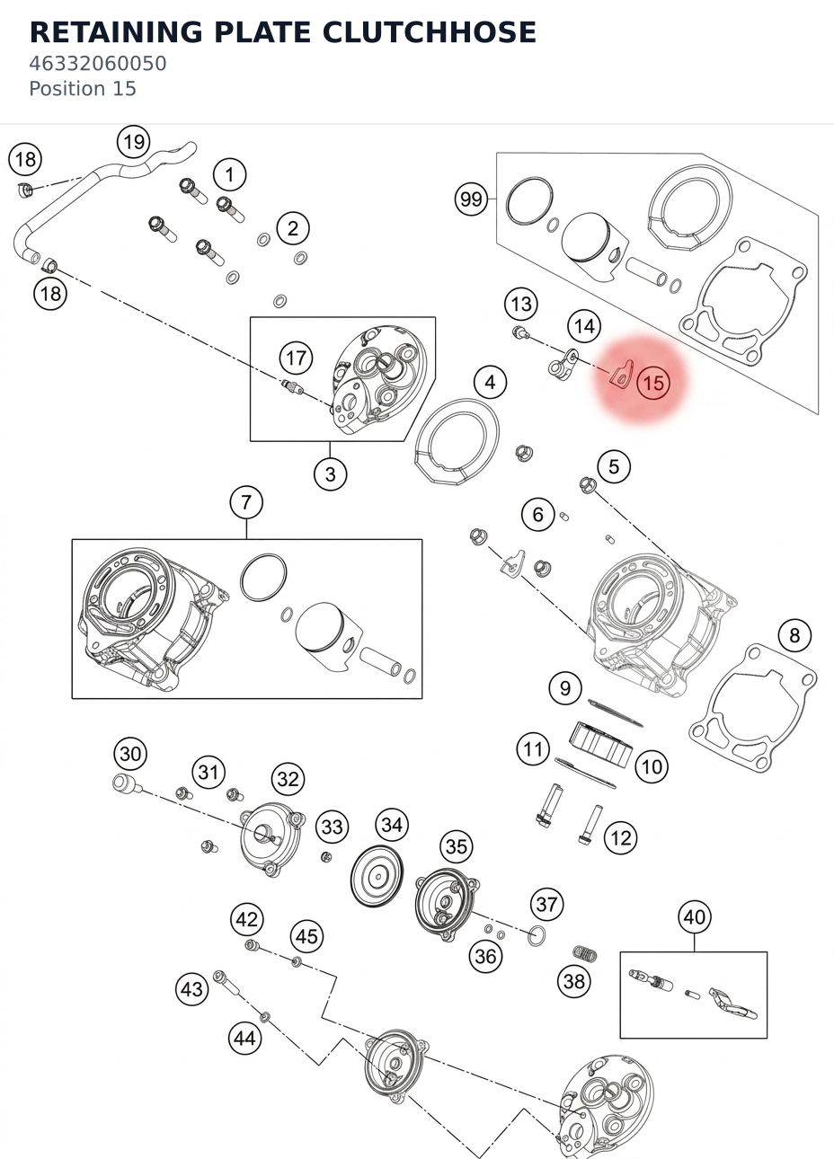 Diagram preview: RETAINING PLATE CLUTCHHOSE (46332060050)