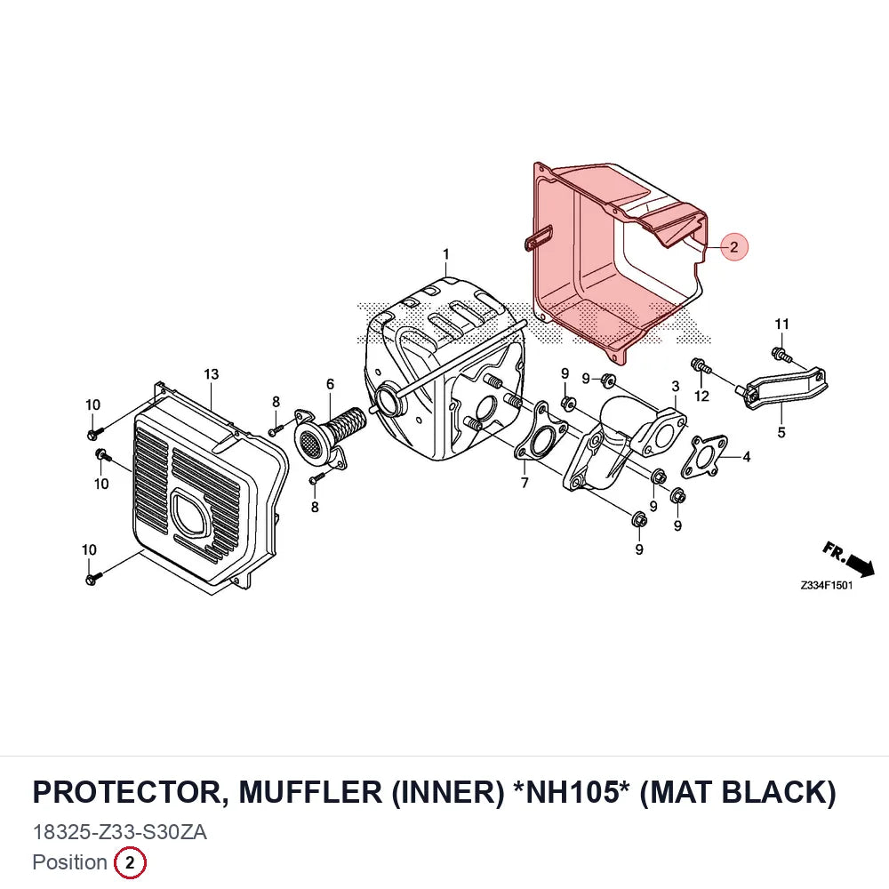 PROTECTOR, MUFFLER (INNER) *NH105* (MAT BLACK)