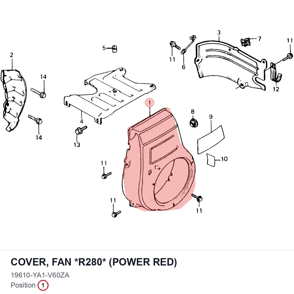 COVER, FAN *R280* (POWER RED)