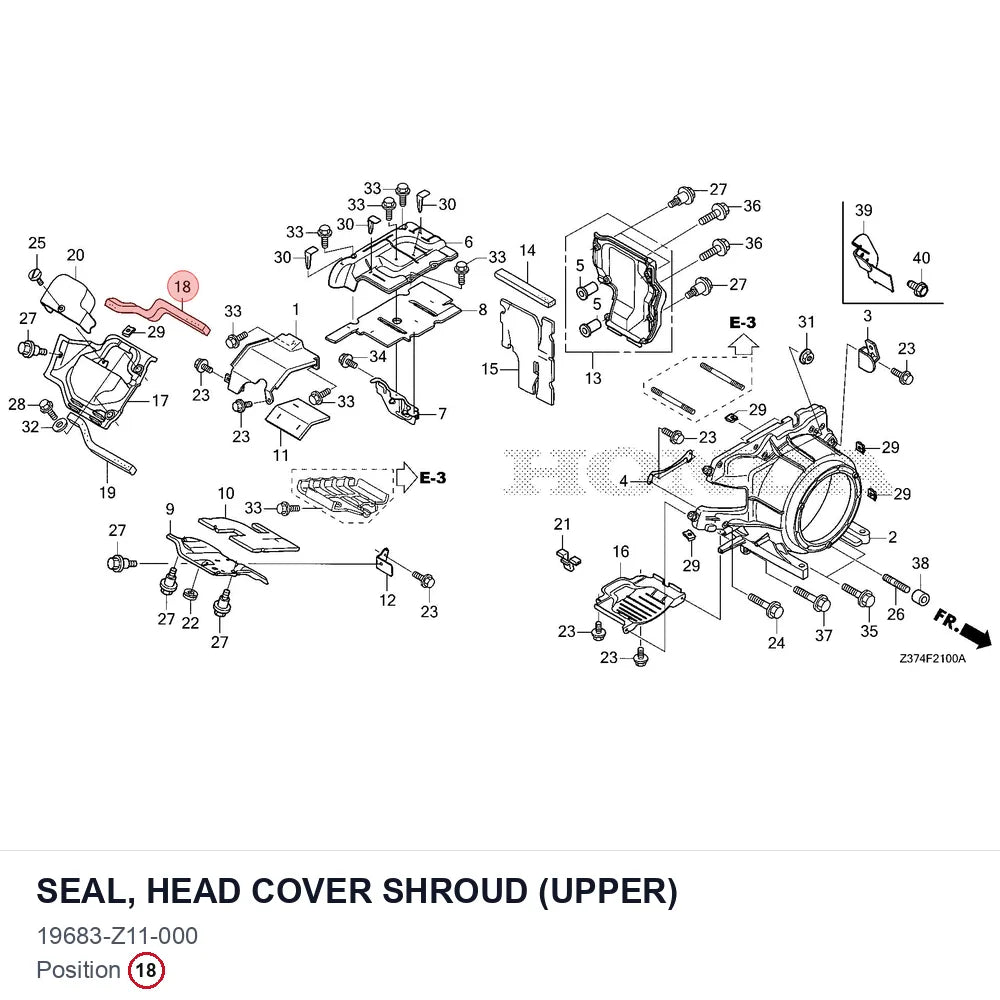 SEAL, HEAD COVER SHROUD (UPPER)