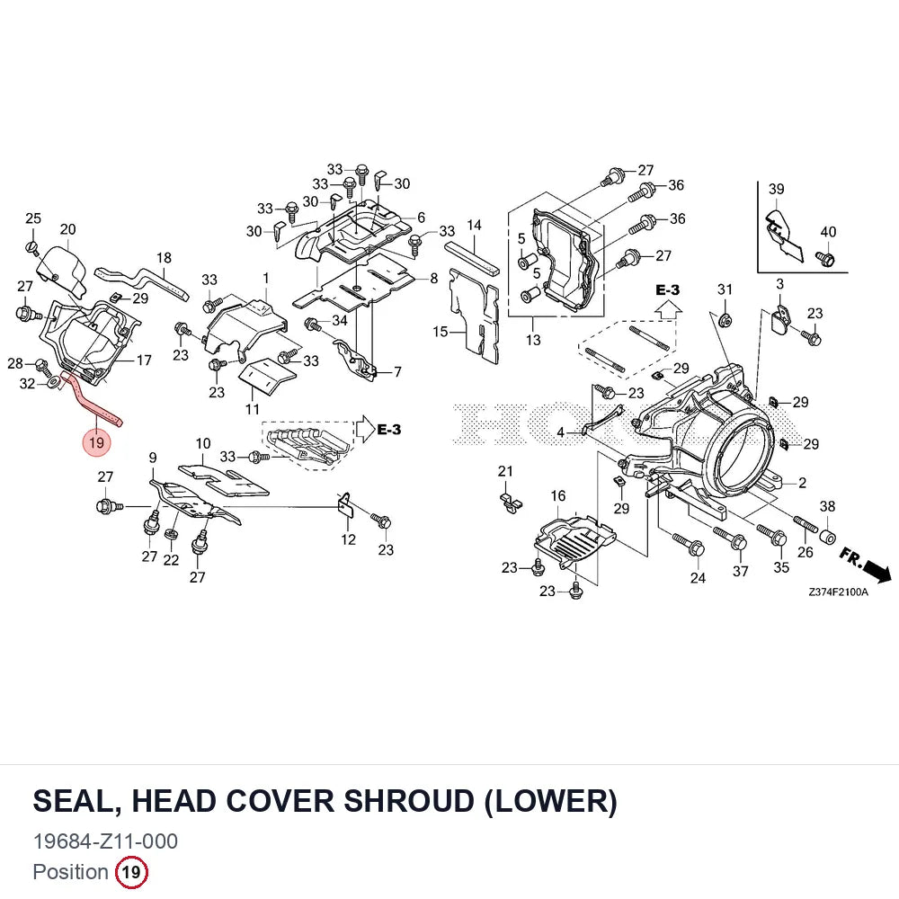 SEAL, HEAD COVER SHROUD (LOWER)