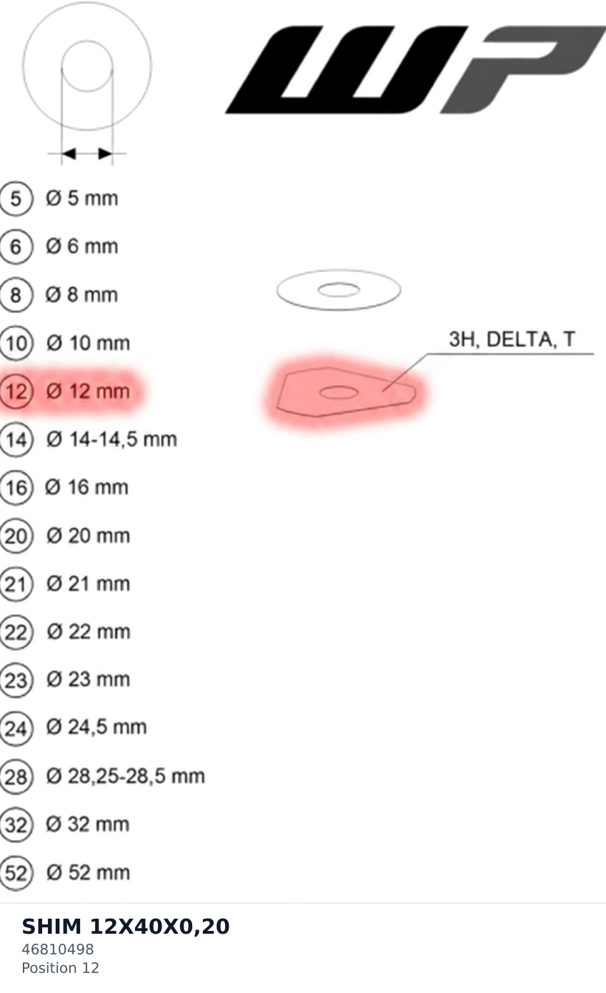 Diagram preview: SHIM 12X40X0,20 (46810498)