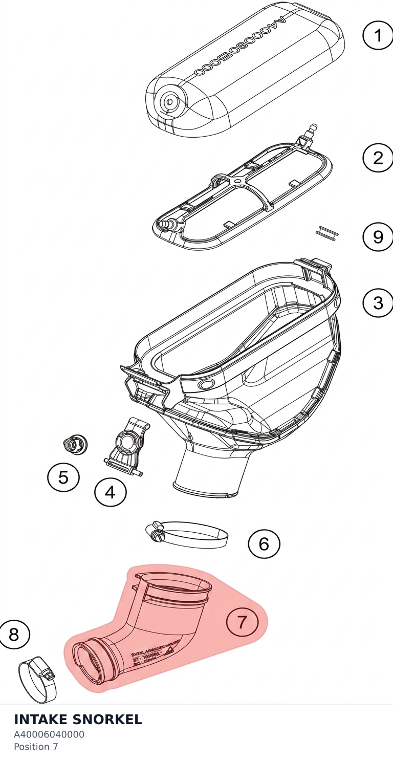 Diagram preview: INTAKE SNORKEL (A40006040000)