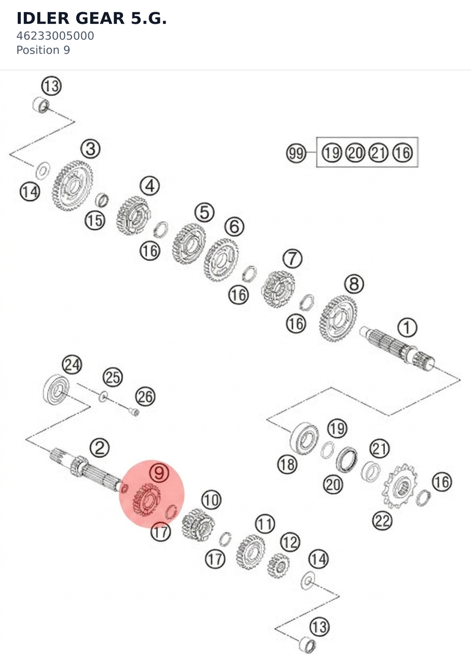 Diagram preview: IDLER GEAR 5.G. (46233005000)